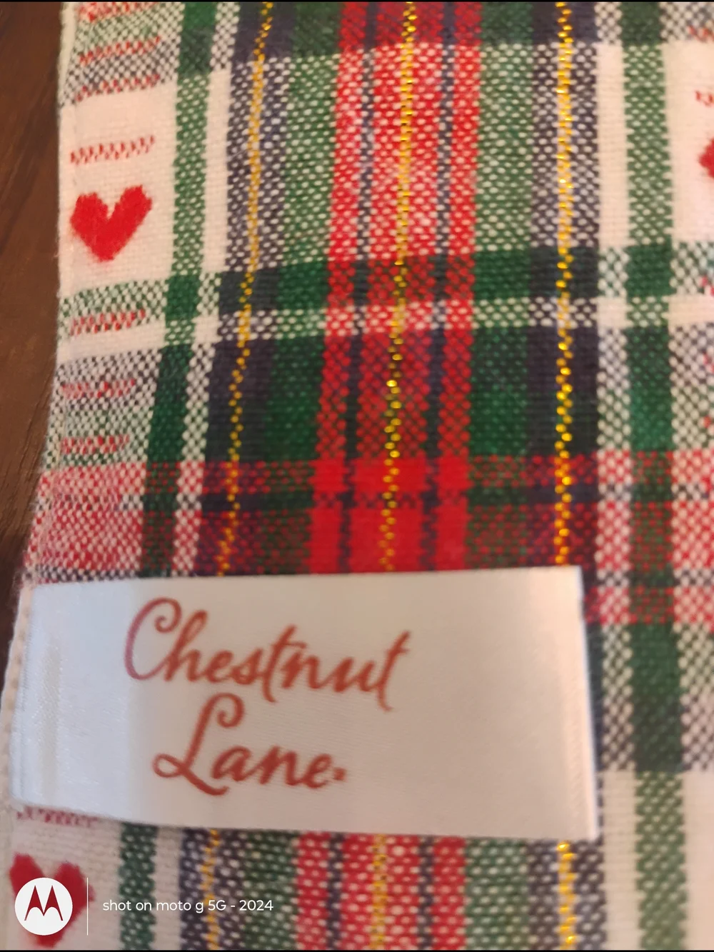 Holiday Plaid Table Placemats with Red Heart Pattern And Matching Napkins